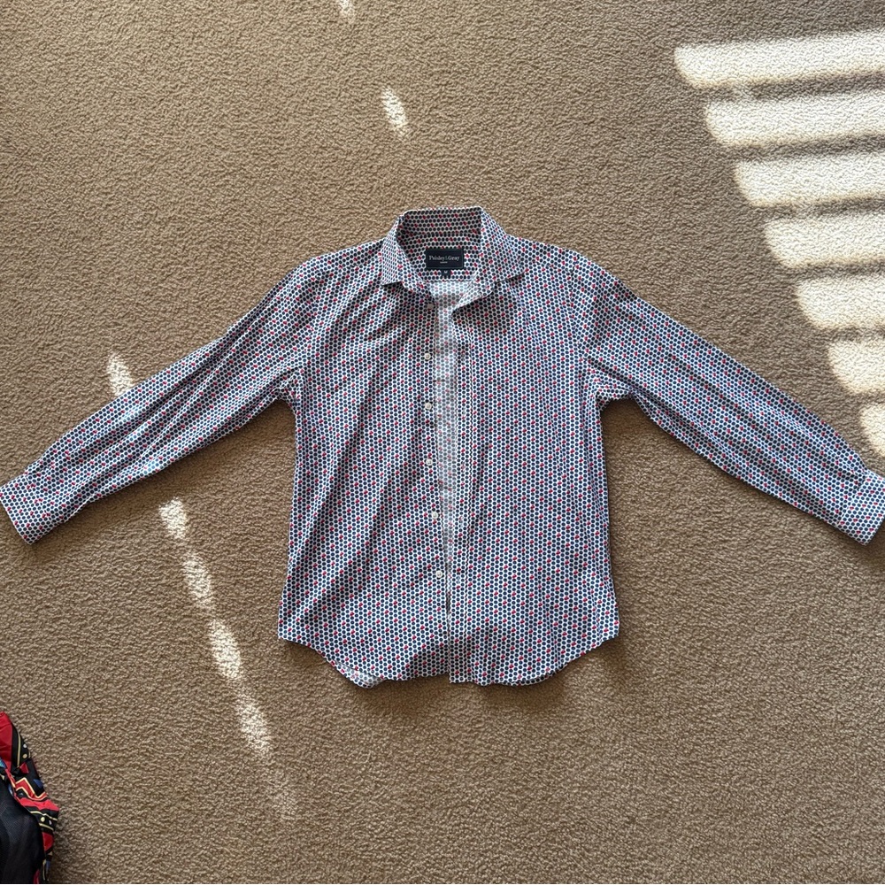 Slim Fit Cherry Print Button-Up Long-Sleeved Shirt